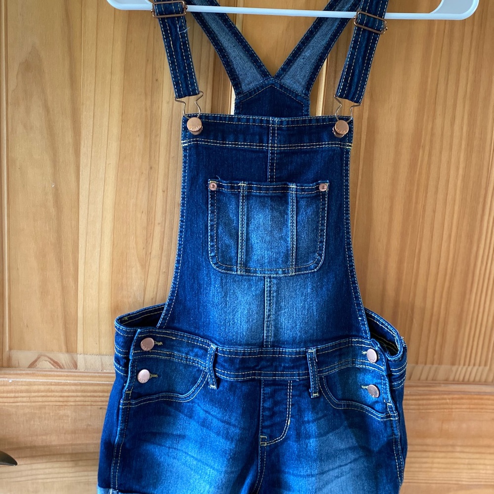 Denim overall shorts